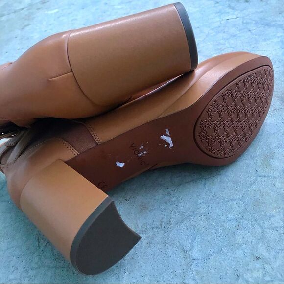 Vionic Nella Ankle Boots Heeled Camel Light Brown Tan Leather Water Repellent 9 - Picture 7 of 10